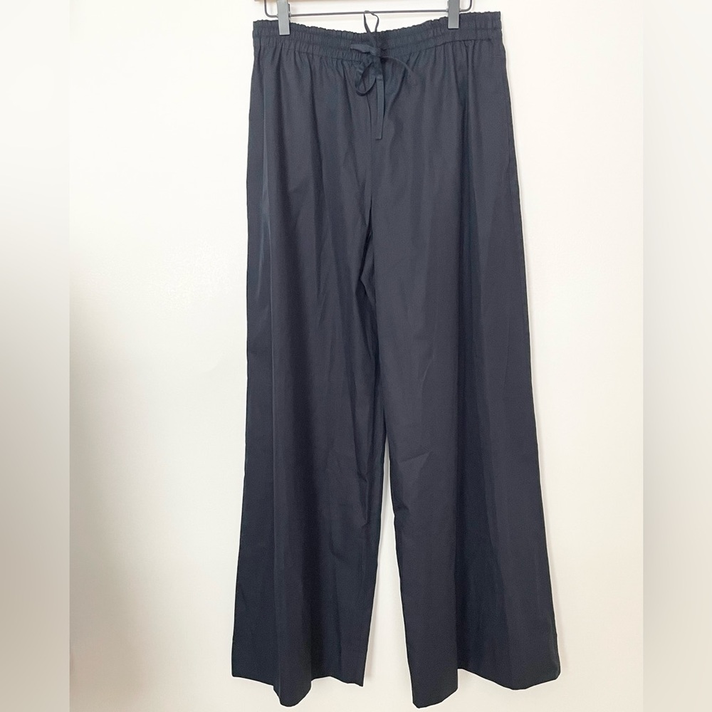 ZARA NEW WOMAN MID-RISE WIDE-LEG POPLIN TROUSERS PANT NAVY BLUE 7563/242 308/015 - Picture 7 of 7